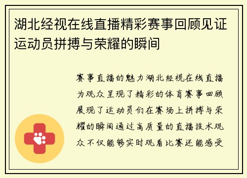 湖北经视在线直播精彩赛事回顾见证运动员拼搏与荣耀的瞬间